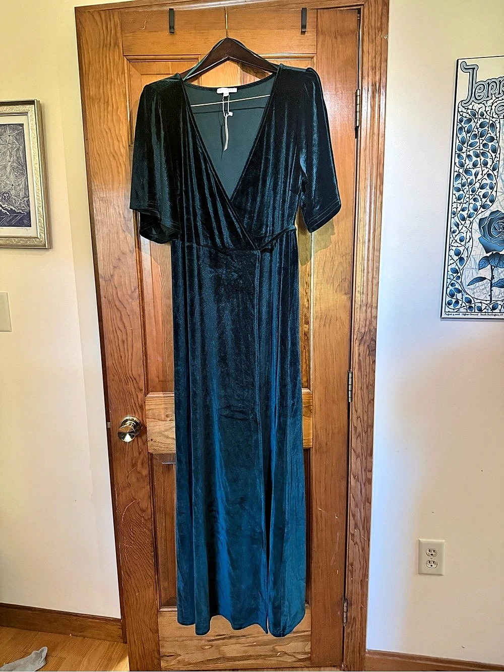 Baltic Born Katelyn Velvet Maxi Wrap Dress Green